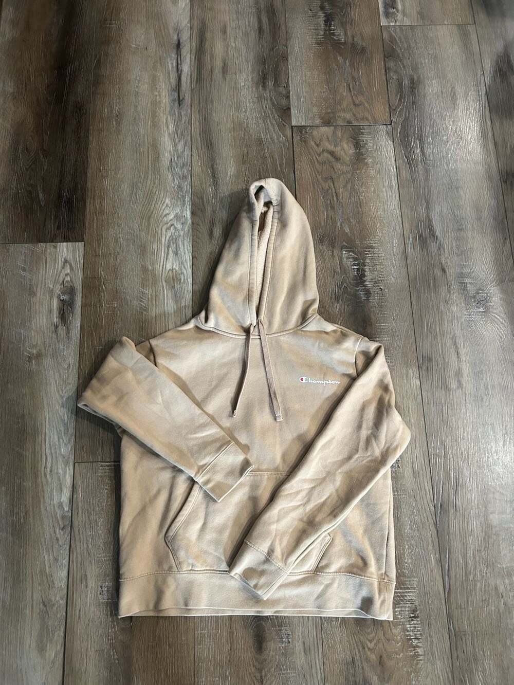 Champion Script Logo Hoodie Tan Beige